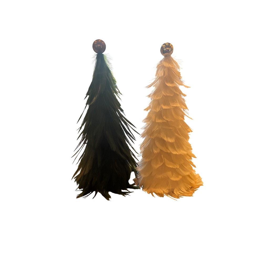 CODY FOSTER & CO Set Of 2 Feathered Tree In Green and White